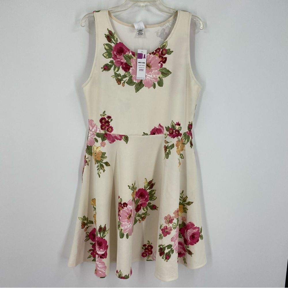 Agnes & Dora Women’s Scoop Neck Sleeveless Floral Mini Fit and Flare Dress XL